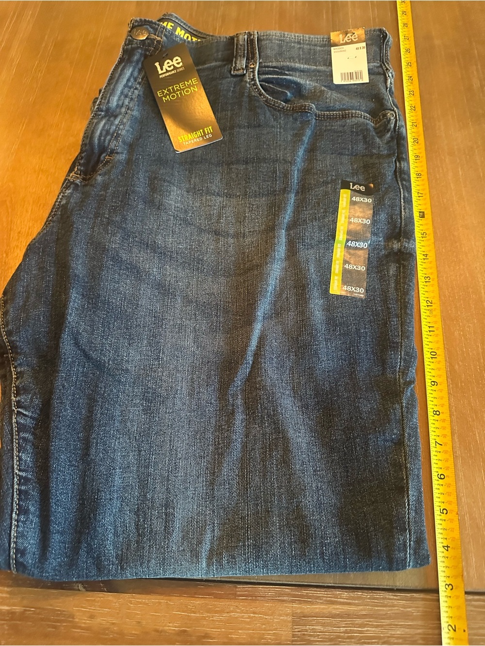 Lee Men's Straight Fit Indigo Blue Jeans Extreme Motion Size 48x30